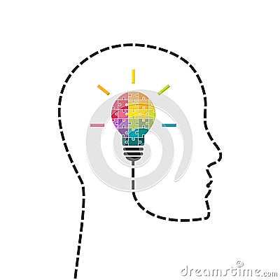 Creativity and innovation concept with lightbulb made of puzzle Vector Illustration