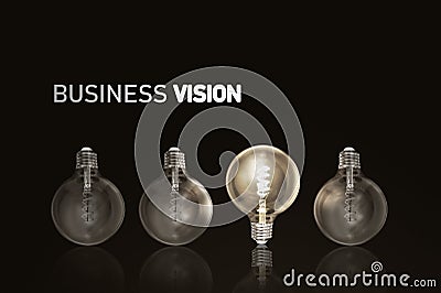 Creativity innovation illuminated light bulb row dim ones concept solution Stock Photo