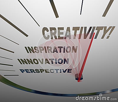 Creativity Innovation Imagination Speedometer New Ideas Stock Photo