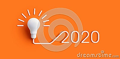 2020 creativity inspiration concepts with lightbulb on color background.Business solution Stock Photo