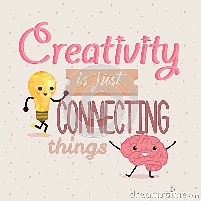 Creativity is just connecting things quotes poster design Vector Illustration