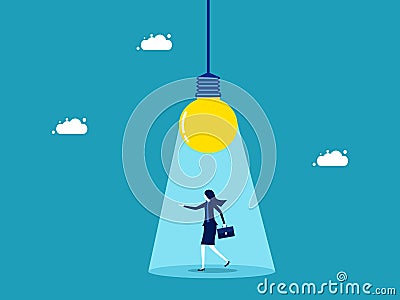 Creativity. smart businesswoman under the light bulb. business concept vector Vector Illustration