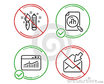Creativity, Website statistics and Analytics graph icons set. Open mail sign. Vector Vector Illustration