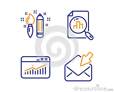Creativity, Website statistics and Analytics graph icons set. Open mail sign. Vector Vector Illustration