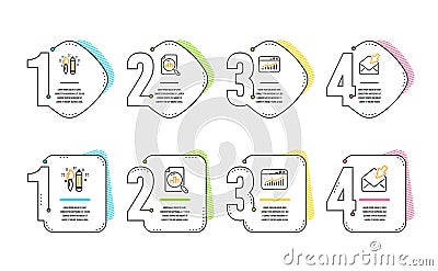 Creativity, Website statistics and Analytics graph icons set. Open mail sign. Vector Vector Illustration