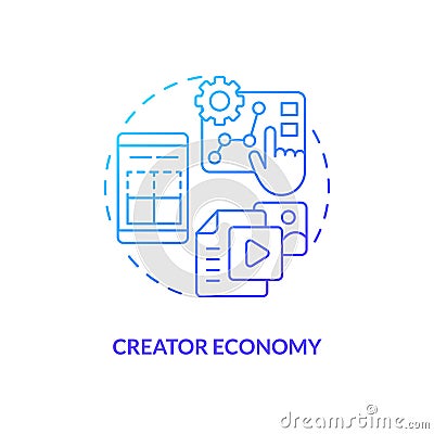 Creator economy blue gradient concept icon Vector Illustration
