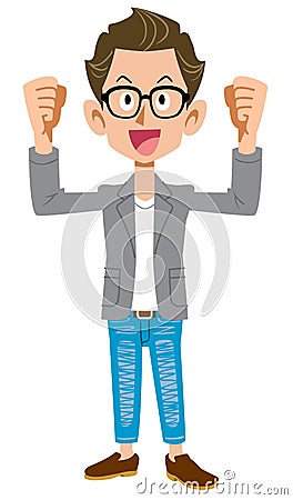 Creator-like youth in a jacket, be enthusiastic Vector Illustration