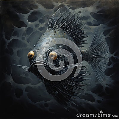 Creature Of The Deep: A Dark And Surreal Fish Artbook Stock Photo
