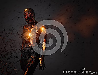 Creature made from lava Stock Photo