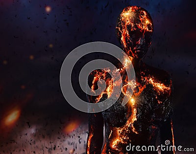 Creature made from lava Stock Photo