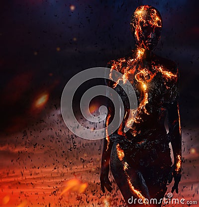 Creature made from lava Stock Photo