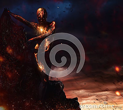 Creature made from lava Stock Photo