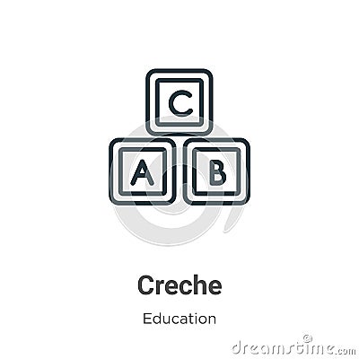 Creche outline vector icon. Thin line black creche icon, flat vector simple element illustration from editable education concept Vector Illustration