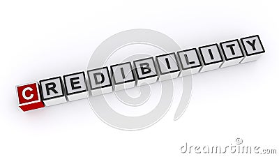 Credibility word block on white Stock Photo