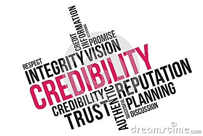 Credibility word cloud collage, business concept background. credibility, reputation and trust concept Vector Illustration