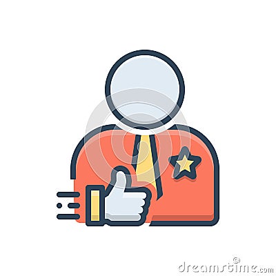 Color illustration icon for Credible, reliable and dependable Cartoon Illustration