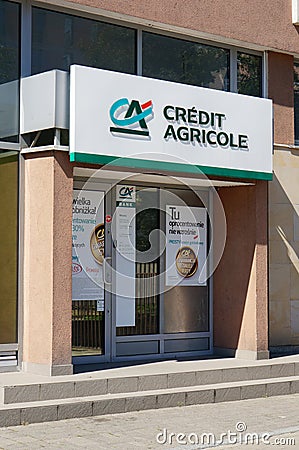 Credit Agricole bank entrance Editorial Stock Photo