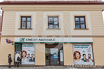 Credit Agricole bank in Rzeszow, Poland. Editorial Stock Photo