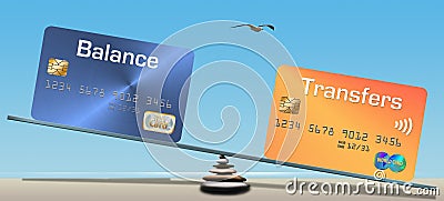 Credit card balances and balance transfers Stock Photo