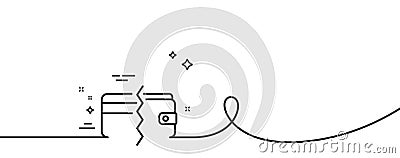 Credit card or cash line icon. Payment methods sign. Continuous line with curl. Vector Vector Illustration