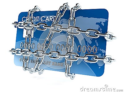 Credit card with chain Stock Photo