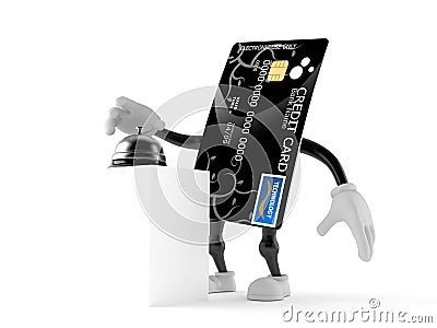 Credit card character with hotel bell Stock Photo