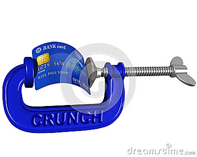 Credit card crunch Cartoon Illustration