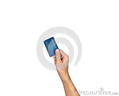 Credit card hand holding isolated on white background Stock Photo