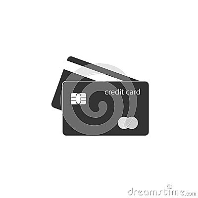 Credit card icon. Vector illustration, flat design Cartoon Illustration
