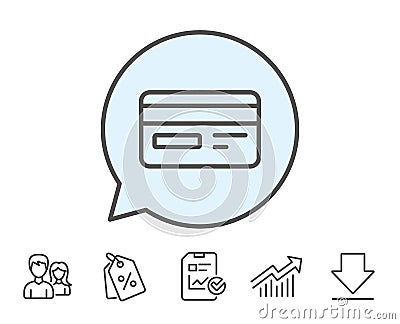 Credit card line icon. Bank payment method. Vector Illustration