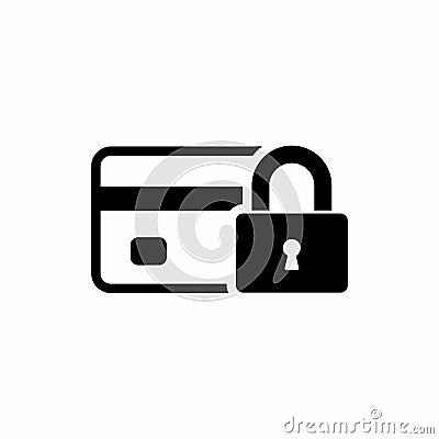 Credit Card with lock icon. Locked bank card illustration. Vector Vector Illustration