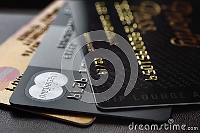 Credit card MasterCard and Priority Pass access Editorial Stock Photo