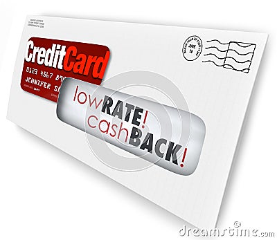Credit Card Offer Letter Envelope Solicitation Low Rate Cash Back Stock Photo