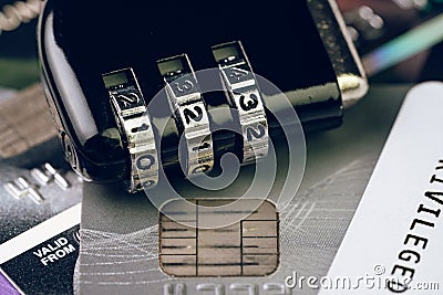 Credit card online payment data security concept, combination co Stock Photo