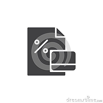 Credit card and Percent contract vector icon Vector Illustration