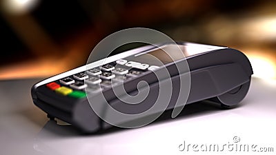 Credit Card Reader with card passed. 3d illustration Cartoon Illustration