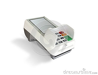 Credit card terminal isolated on white background Stock Photo