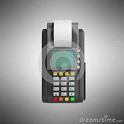 Credit Card trminal Machine 3D rendering on grey Stock Photo