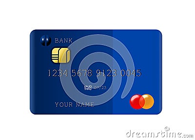 Credit Card illustration Blue Colour card with chip Vector Illustration