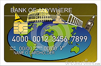 Credit card with world map Stock Photo