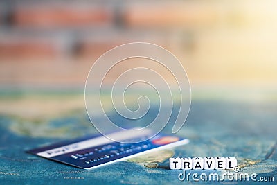 Credit card on world map Stock Photo