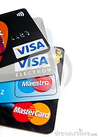 Credit cards choice Editorial Stock Photo