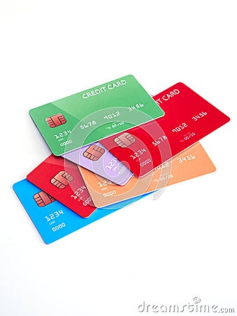 Credit cards of different banks Stock Photo