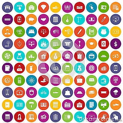 100 credit icons set color Vector Illustration