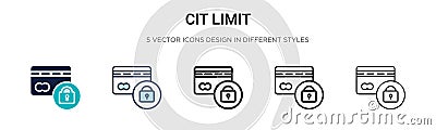 Credit limit icon in filled, thin line, outline and stroke style. Vector illustration of two colored and black credit limit vector Vector Illustration
