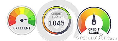 Credit limit indicators with color levels from poor to good. Vector Illustration