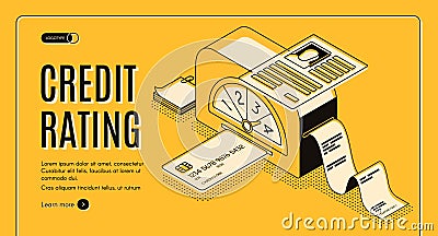 Credit rating scoring isometric vector website Vector Illustration