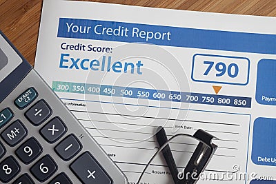 Credit report with score Stock Photo