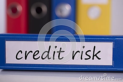 Credit risk on blue business binder Stock Photo