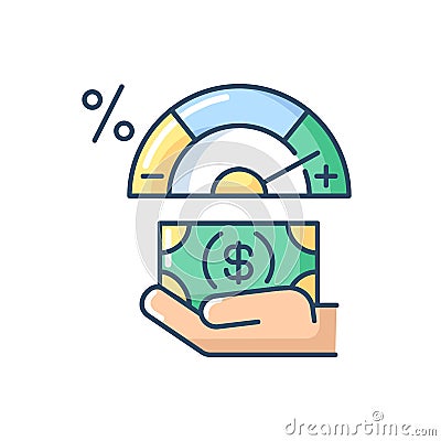 Credit score changing RGB color icon Vector Illustration